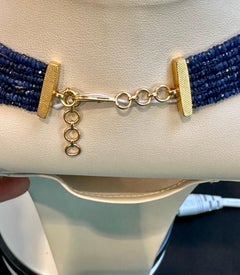 560 Carat Natural Sapphire Bead Seven Strand Necklace 14k Gold with Spacer