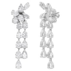 5.60 Carat Oval & Pear Diamond Dangle Ears 14 Karat White Gold Fine Jewelry (Boucles d'oreilles pendantes avec diamants ovales et poires)