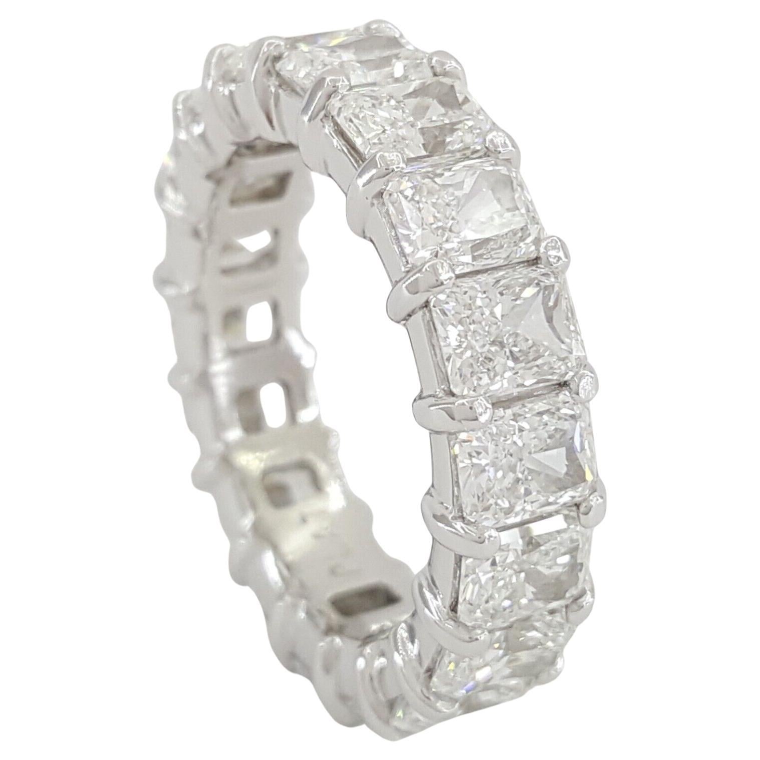 Contemporary 5.60 Carat Radiant Cut Diamond Eternity Band Ring For Sale