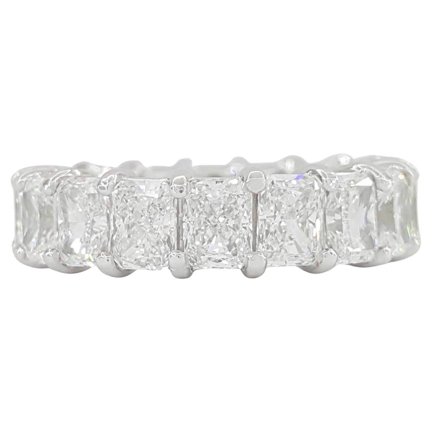 5.60 Carat Radiant Cut Diamond Eternity Band Ring For Sale