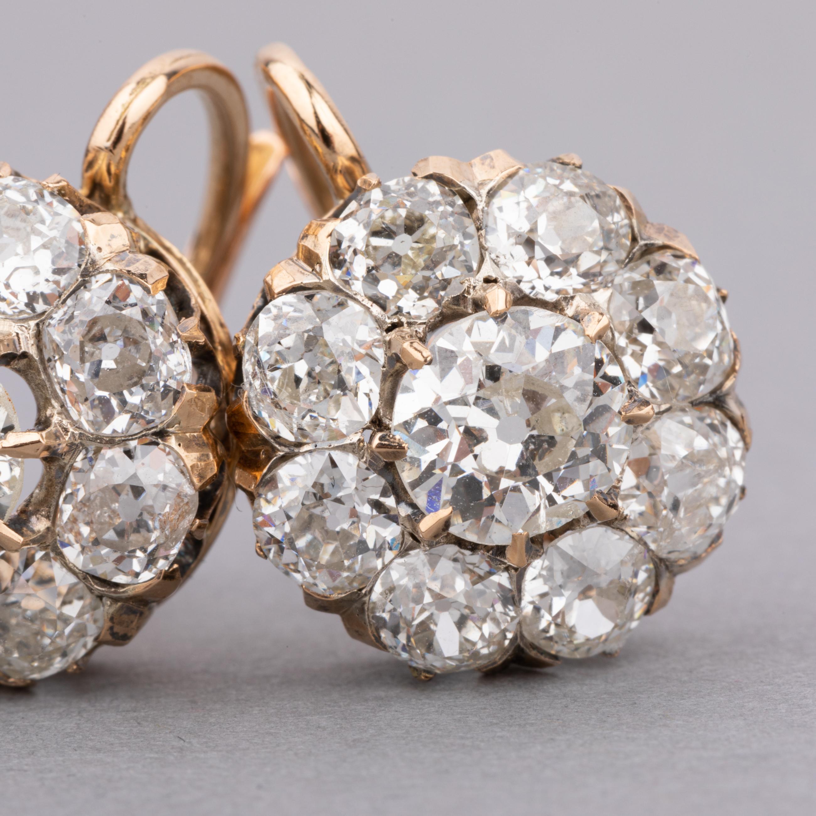 5,60 Karat Diamanten Französisch Antike Ohrringe (Spätviktorianisch) im Angebot
