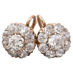 5.60 Carats Diamonds French Antique Earrrings