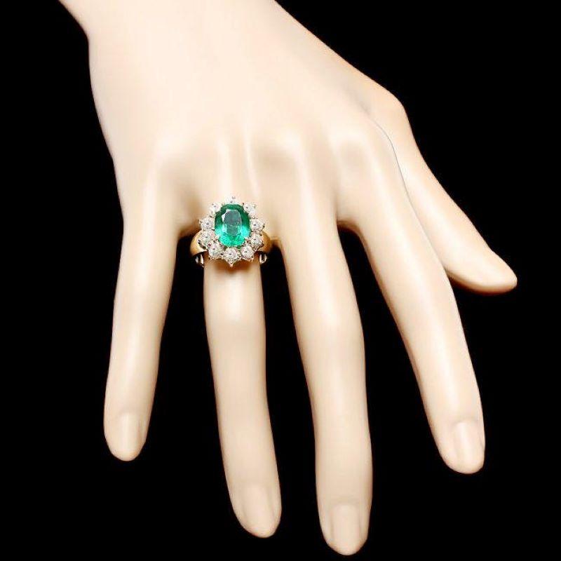 5.60 Carats Natural Emerald & Diamond 14k Solid Yellow Gold Ring In New Condition For Sale In Los Angeles, CA