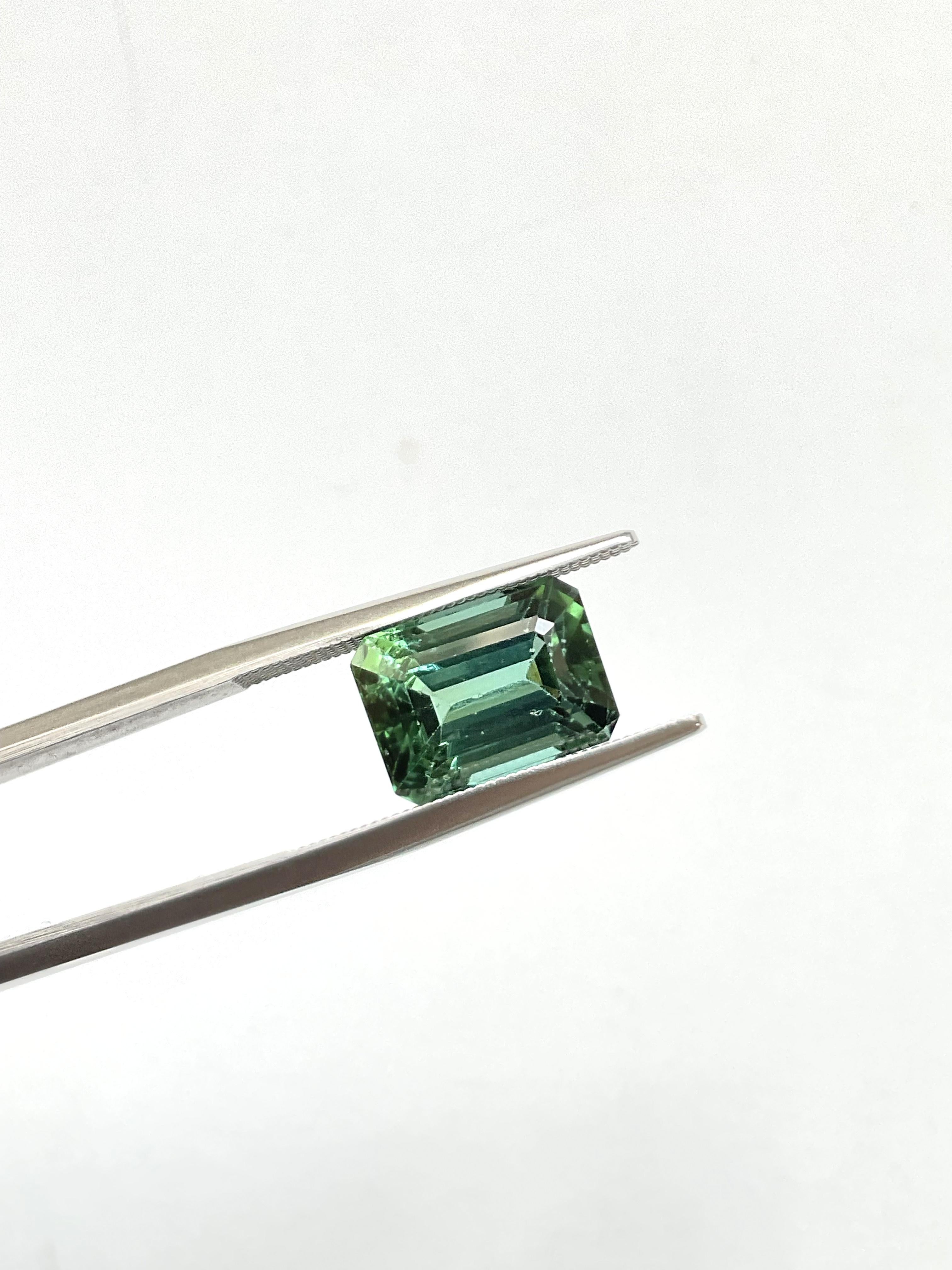 5,60 carati Tormalina verde ottagono Pietra sfaccettata Gioielli di pregio Greene & Greene in vendita 2