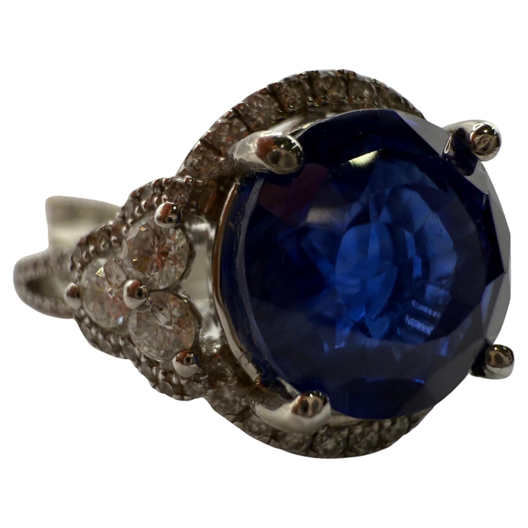 5,60ct GIA zertifizierter UNHEATED Saphir-Diamant-Ring in 18KT Gold