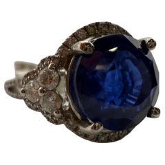 5.60ct GIA certified UNHEATED sapphire diamond ring in 18KT gold
