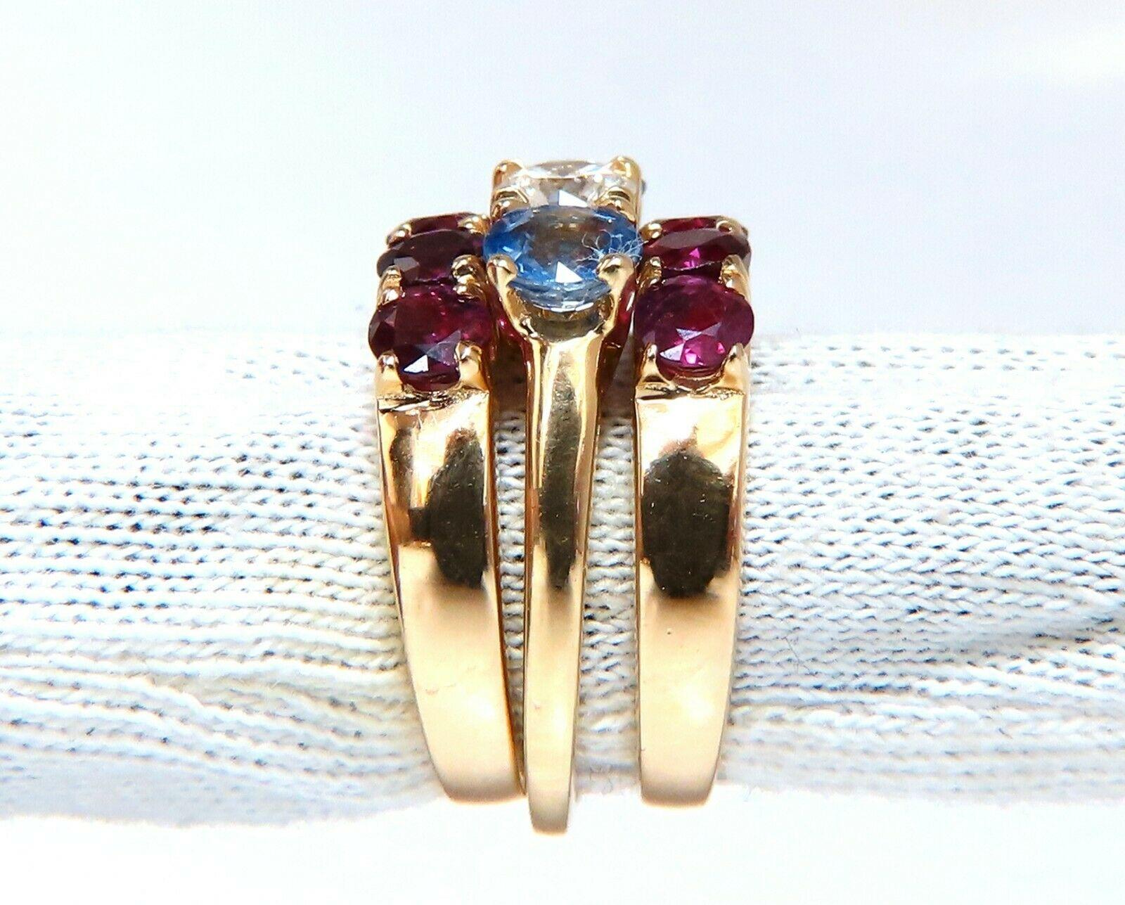 Round Cut 5.60 Carat Natural Ruby Sapphire Stackable Stacking Bands 14 Karat