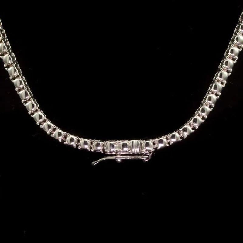 Mixed Cut 5.60ct Natural Sapphire and Diamond 18K Solid White Gold Necklace For Sale