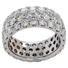 5.61 Carat 3 Row Round Diamond 18 Karat Gold Eternity Ring