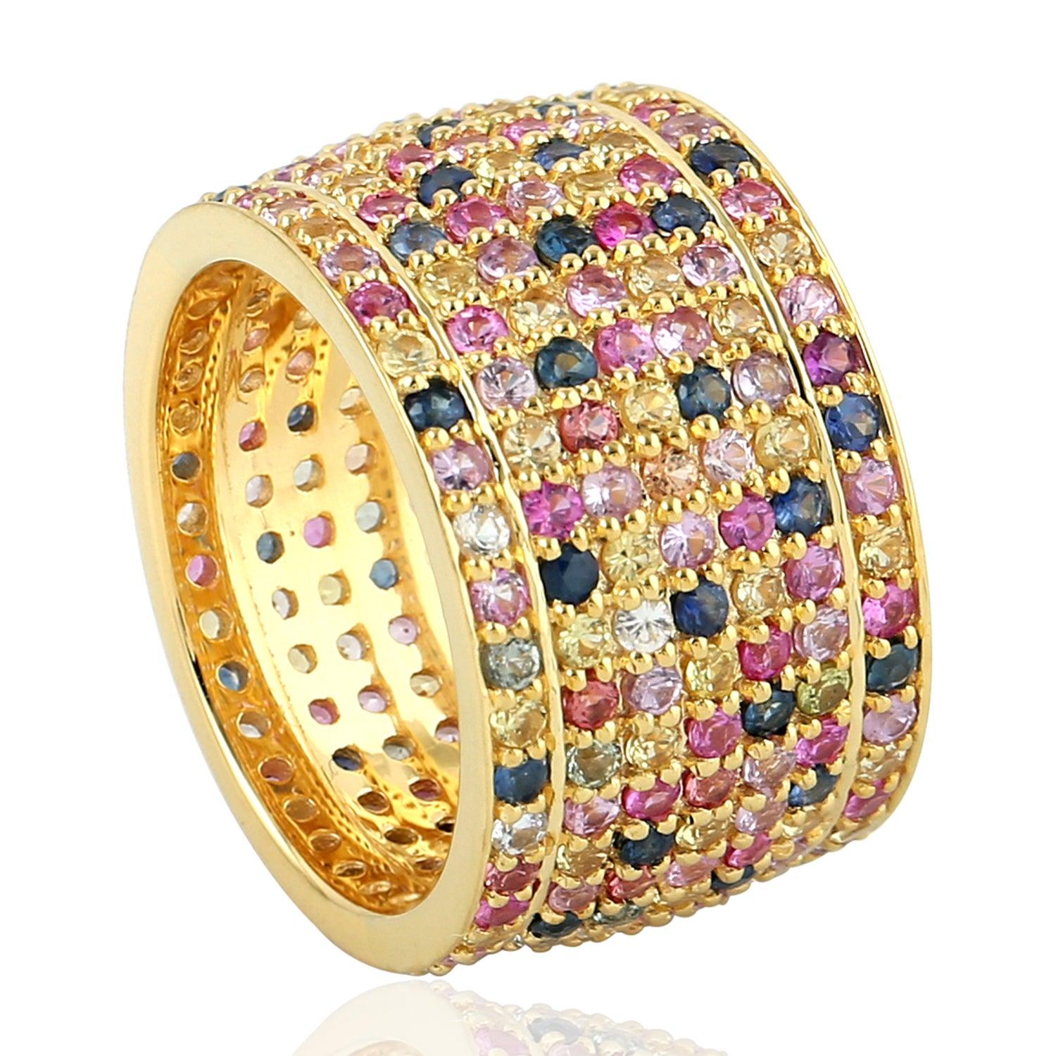 En vente :  5.61 Carat Multi Sapphire Diamond 18 Karat Gold Cocktail Ring 4