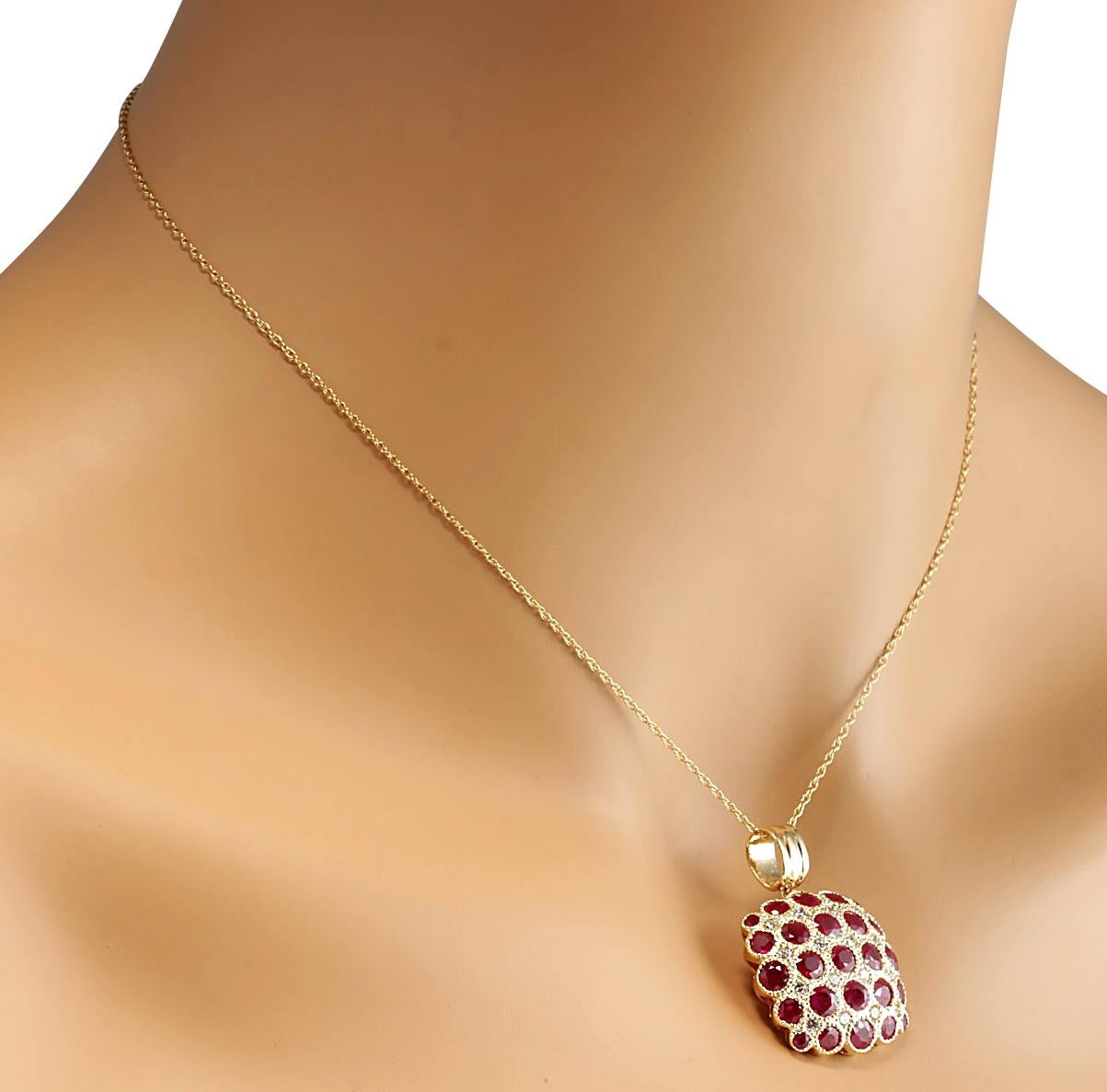 Natürliche Rubin-Diamant-Halskette in 14 Karat Gelbgold  (Moderne) im Angebot