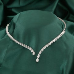 5.61 Carat SI Clarity HI Color Pear Diamond Choker Necklace 18 Karat White Gold