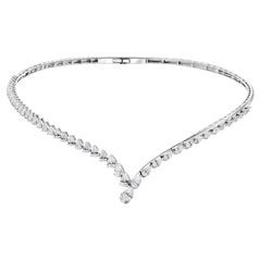 5.61 Carat SI Clarity HI Color Pear Diamond Choker Necklace 14 Karat White Gold