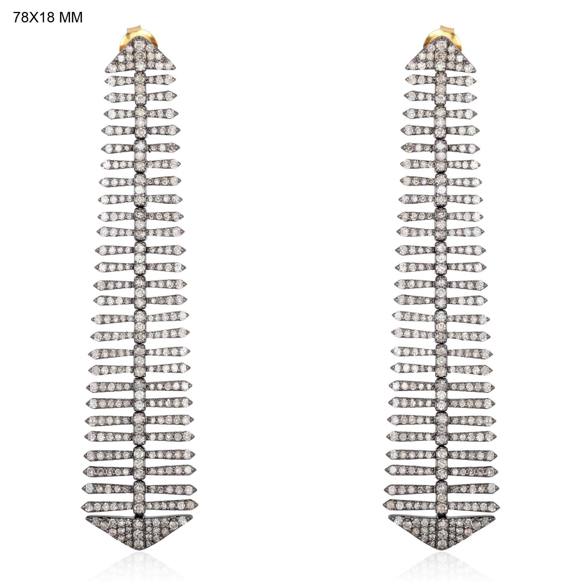 Single Cut 5.61 Carat Diamond Disco Drop Earrings For Sale