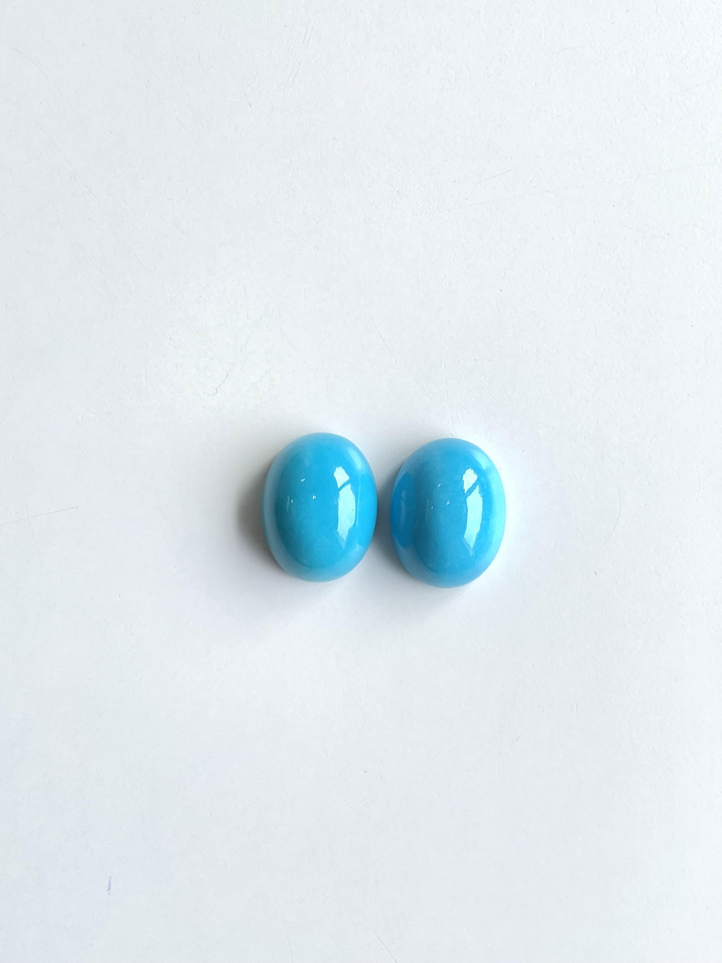 56.12 Carats Turquoise Arizona Cabochons 2 Pieces Pair For Jewelry Natural Gemston

Gemstone - Turquoise
Size : 22x17 MM
Weight : 56.12 Carats
Quantity - 2 Piece
Shape -  Cabochons         

Prismatic gems (:                                    