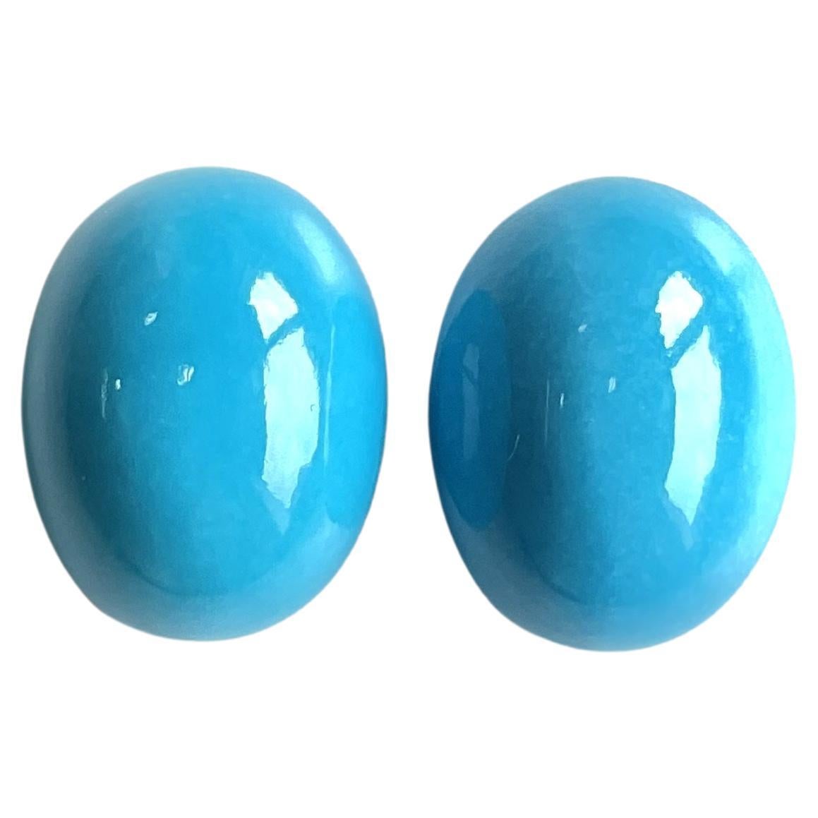56.12 Carats Turquoise Arizona Cabochons 2 Pieces Paire Pour Bijoux Gemmes Naturelles