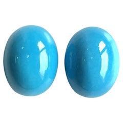 56.12 Carats Turquoise Arizona Cabochons 2 Pieces Paire Pour Bijoux Gemmes Naturelles