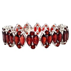 Bracelet tennis large en argent sterling 925 avec grenat rouge profond naturel 56,16 carats