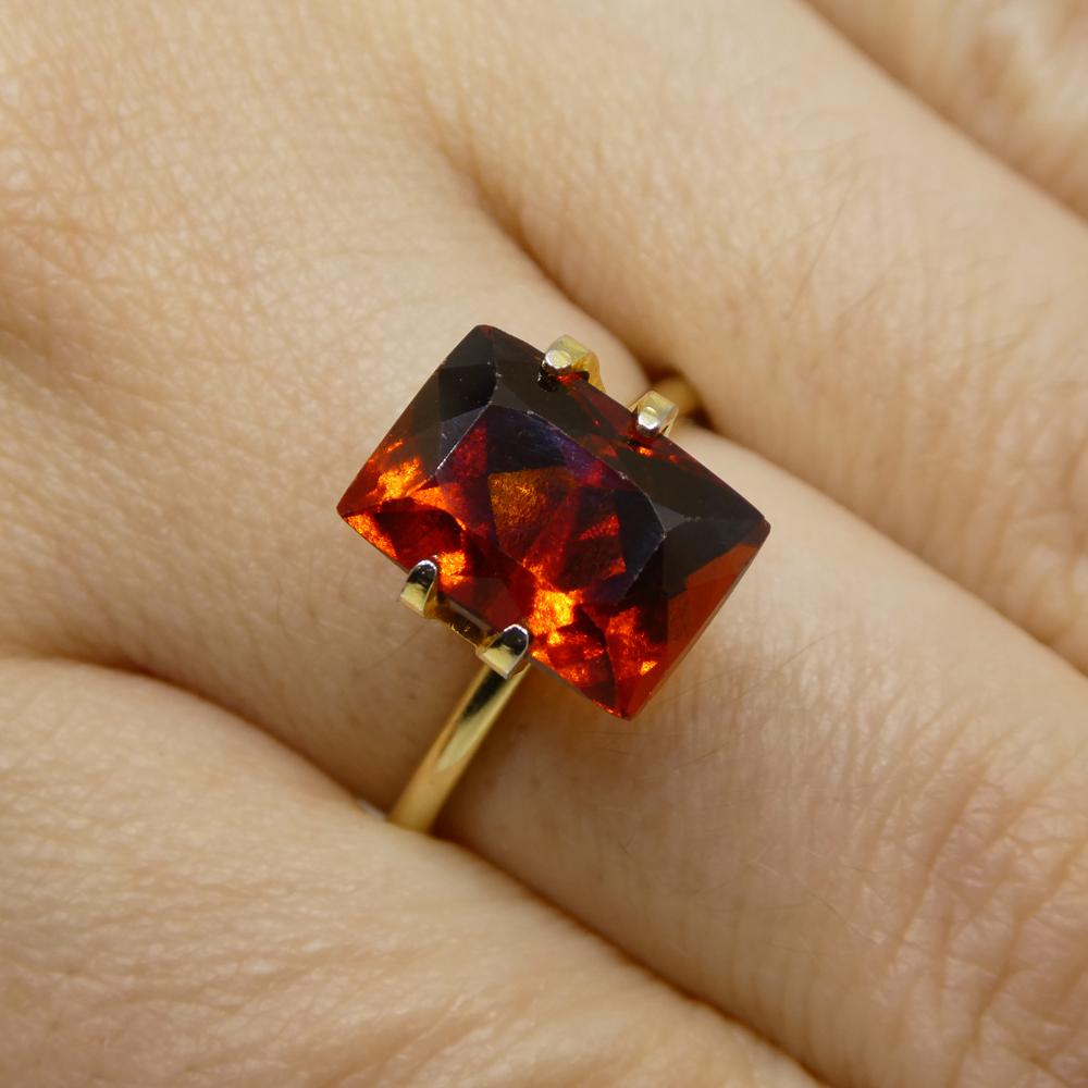 Description:

Gem Type: Hessonite Garnet
Number of Stones: 1
Weight: 5.61 cts
Measurements: 11.13 x 7.90 x 6.87 mm
Shape: Rectangular Cushion
Cutting Style Crown: Brilliant
Cutting Style Pavilion: Modified Step Cut
Transparency: Transparent
Clarity: