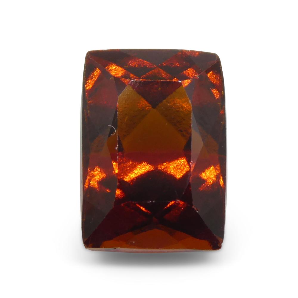 Women's or Men's 5.61ct Rectangular Cushion Reddish Orange Hessonite Garnet from Sri Lanka For Sale