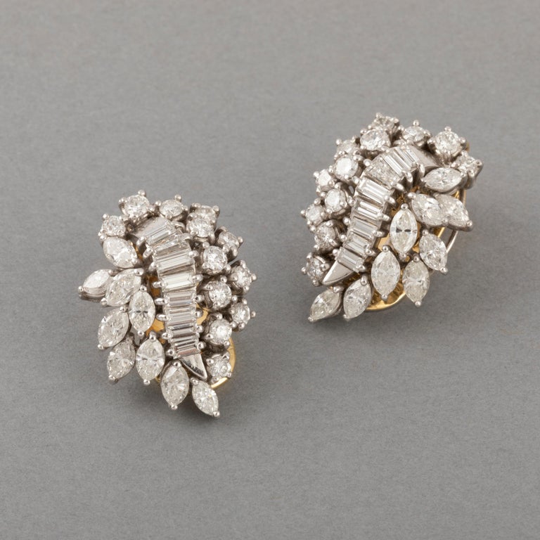 5.62 Carat Diamonds French Clip Earrings at 1stDibs