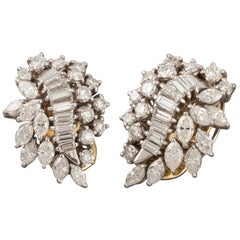 5.62 Carat Diamonds French Clip Earrings
