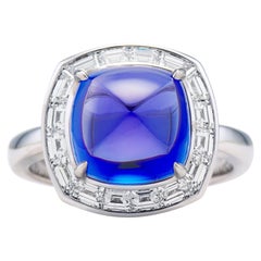 5.62 carat GIA-certified Tanzanite Sugarloaf & Diamond Ring