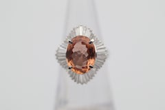 5.62 Carat Imperial Topaz Diamond Platinum Ballerina Ring