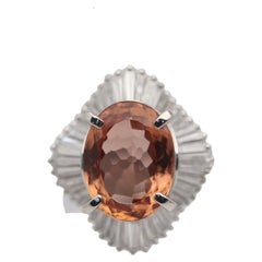 5,62 Karat Imperial Topas Diamant Platin Ballerina Ring