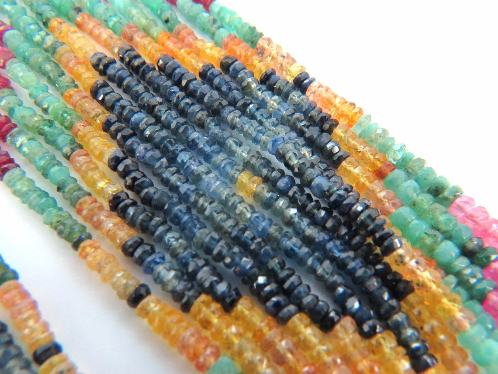562 Carat Natural Ruby Sapphire Emerald Beads Necklace at 1stDibs ...