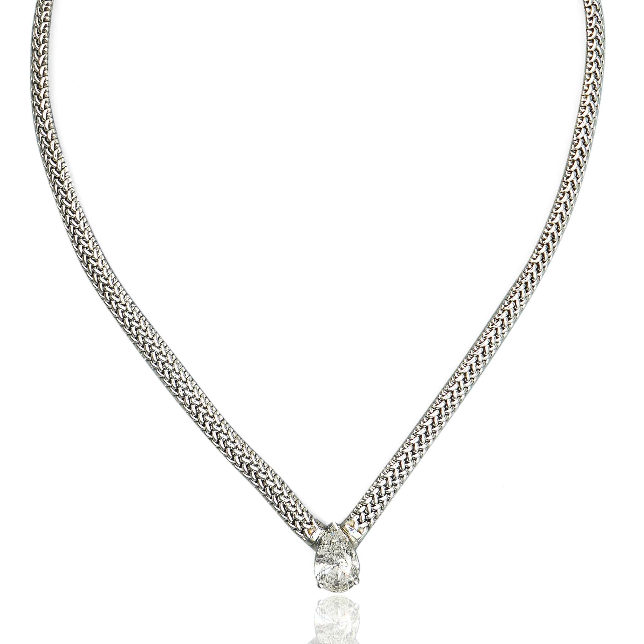 Collana con ciondolo solitario con diamante a pera da 5,62 carati in oro bianco 18K in vendita 6