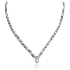 5.62 Carat Pear Diamond Solitaire Drop Pendant Necklace 18K White Gold