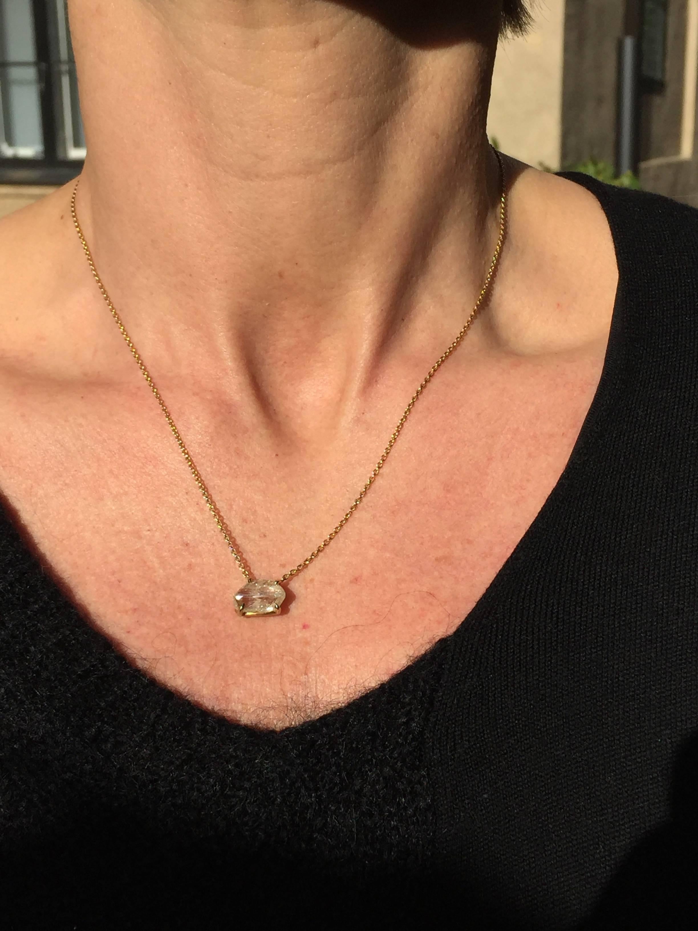 5.62 Carat Rough White Diamond Drop Pendant Necklace For Sale 1