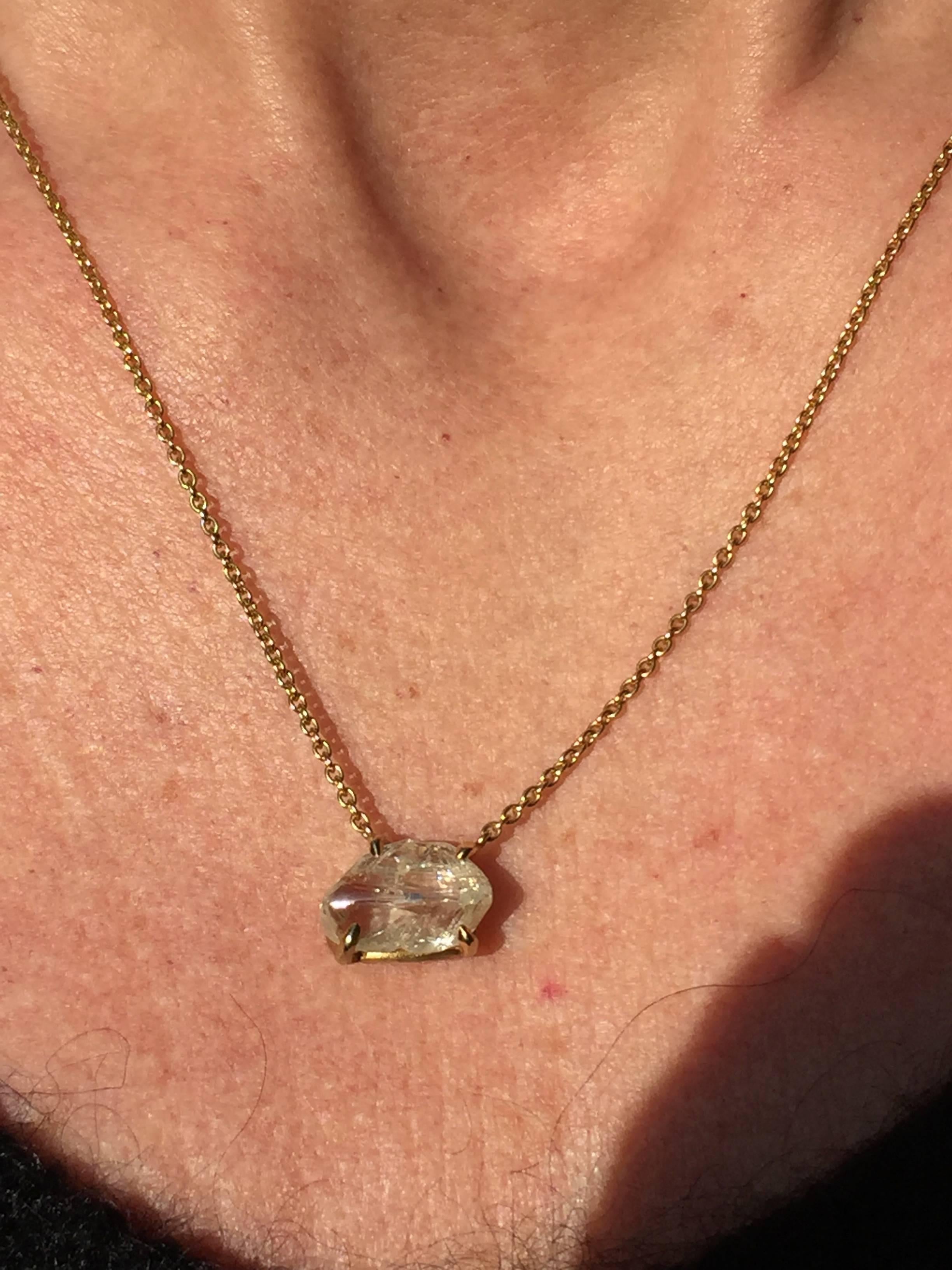 5.62 Carat Rough White Diamond Drop Pendant Necklace For Sale 2