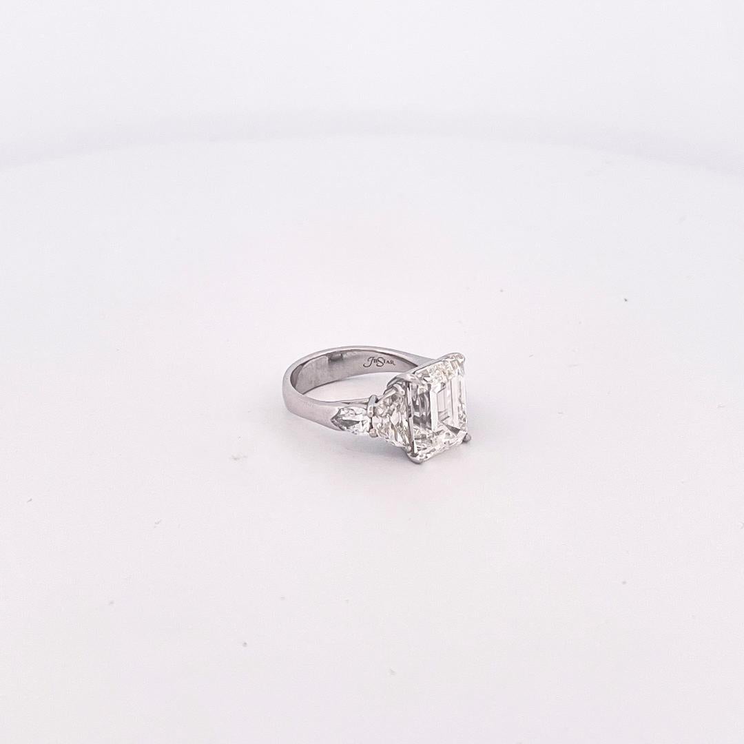 5.62CT Emerald Cut Diamond Platinum Engagement Ring For Sale 2