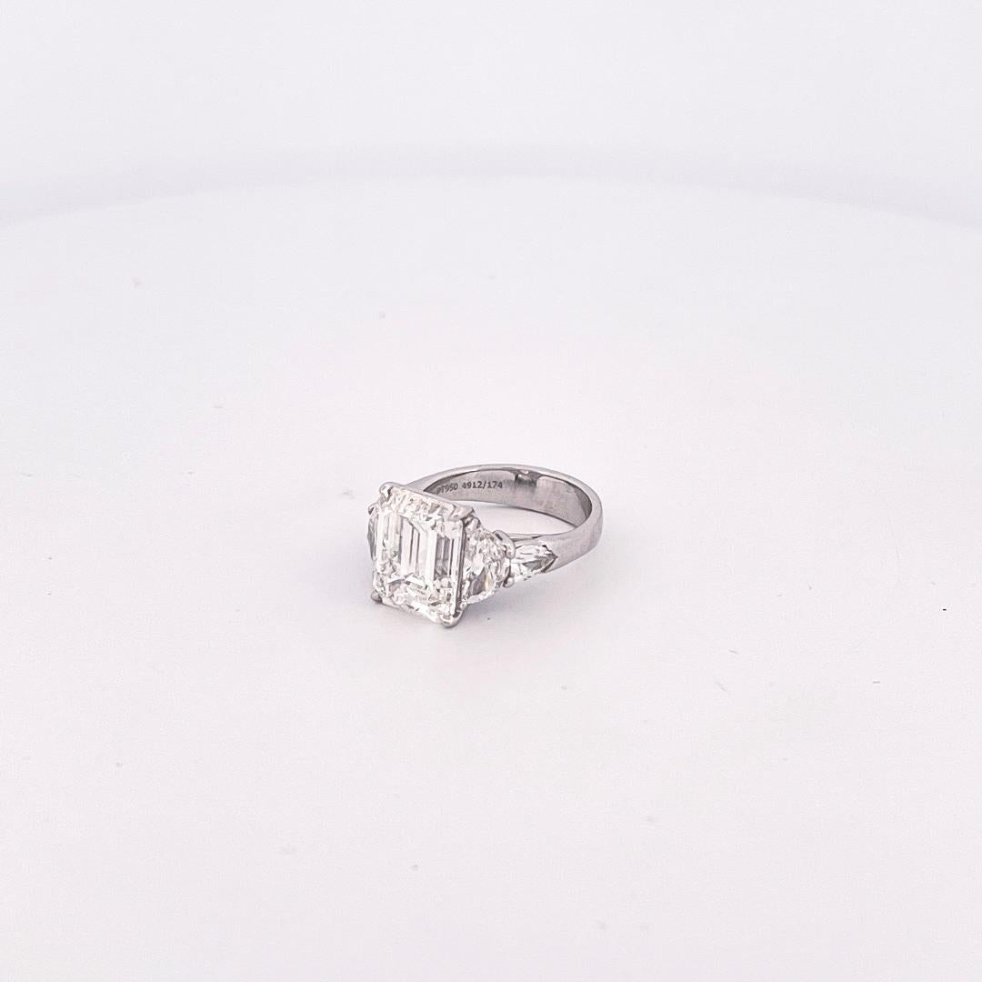 5.62CT Emerald Cut Diamond Platinum Engagement Ring For Sale 3