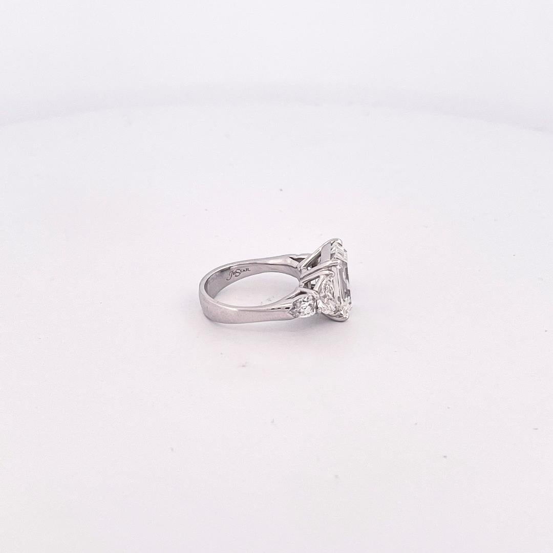 5.62CT Emerald Cut Diamond Platinum Engagement Ring For Sale 1