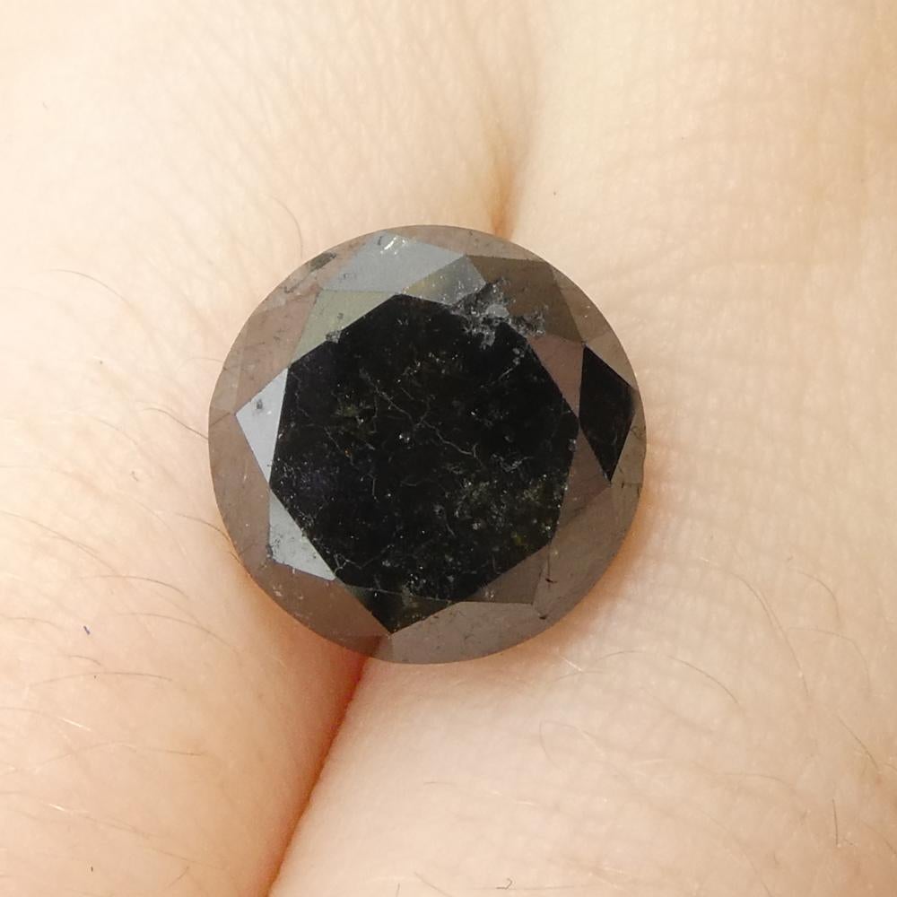 5.62ct Round Brilliant Cut Black Diamond  For Sale 7