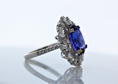 5.62ct Tanzanite and 1.02ctw Diamond Ring in 18k White Gold