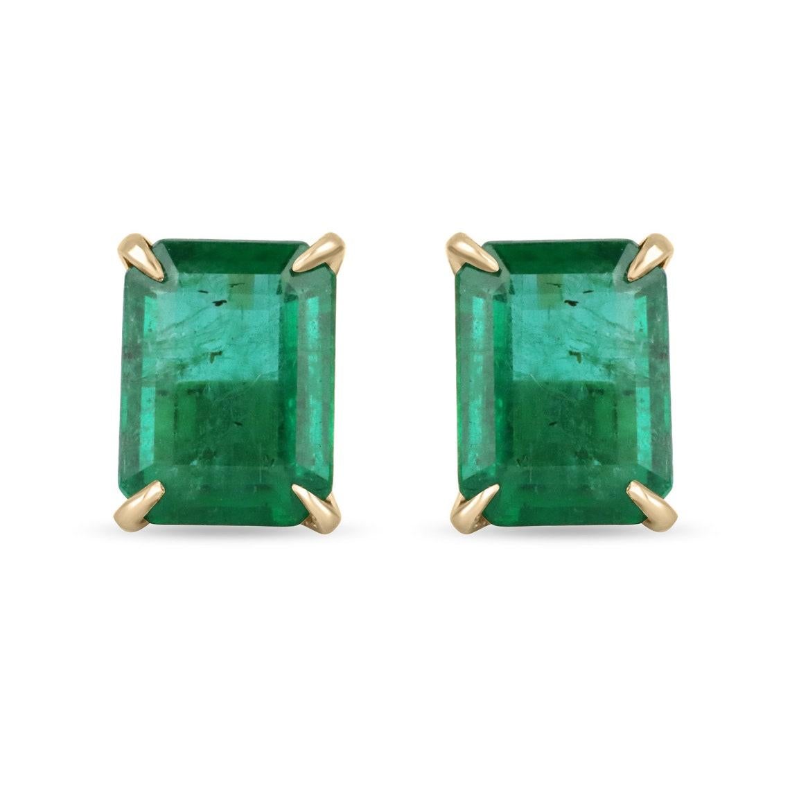 5.62tcw 18K Top Quality Vivid Dark Green Emerald Solitaire Claw Prong Stud