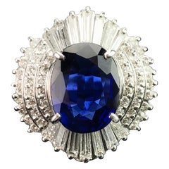 5.63 Carat Blue Sapphire and Diamond Cocktail Ring