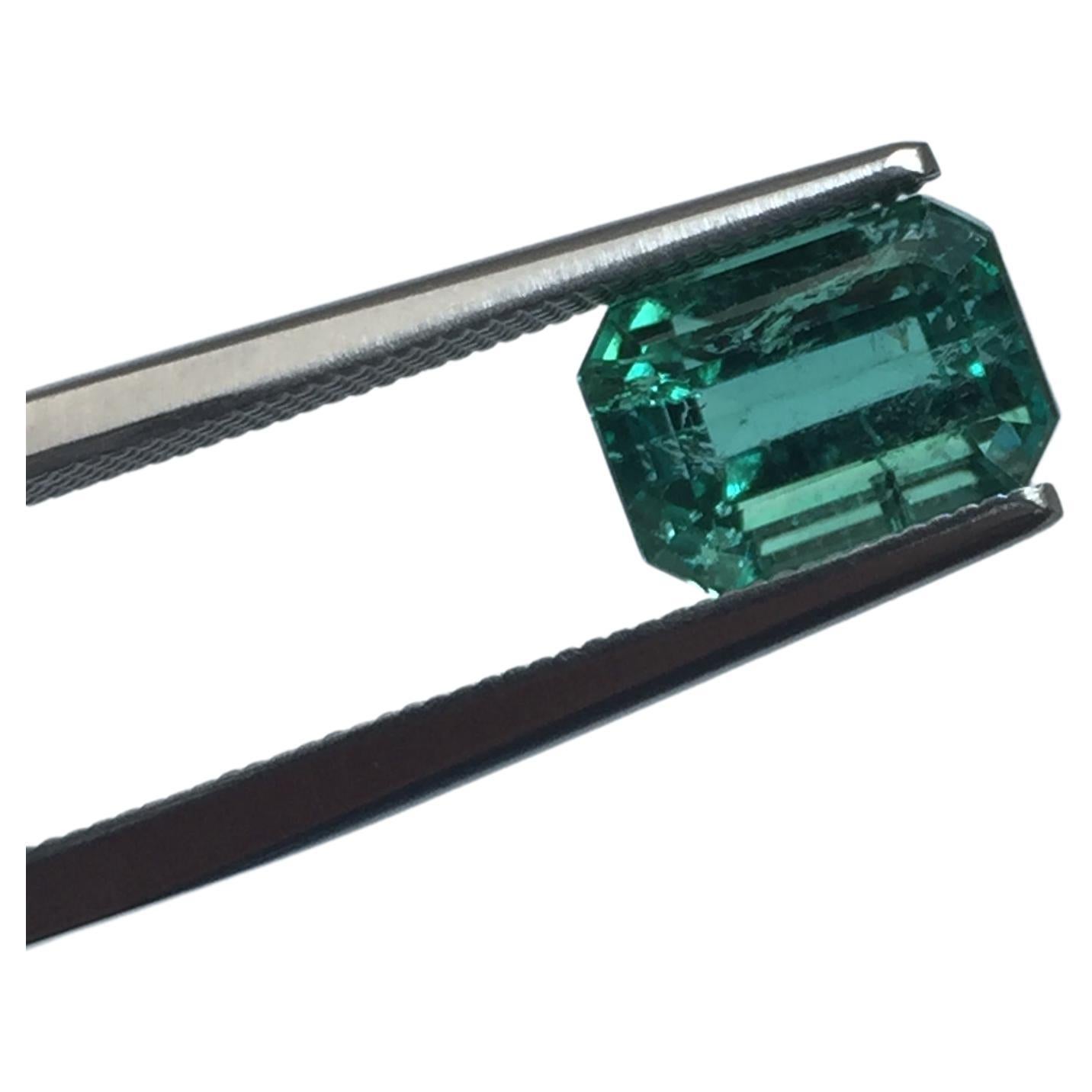 2.50 Carat Bluish Green Tourmaline Emerald Cut for Fine Jewelry Ring Gemstone For Sale