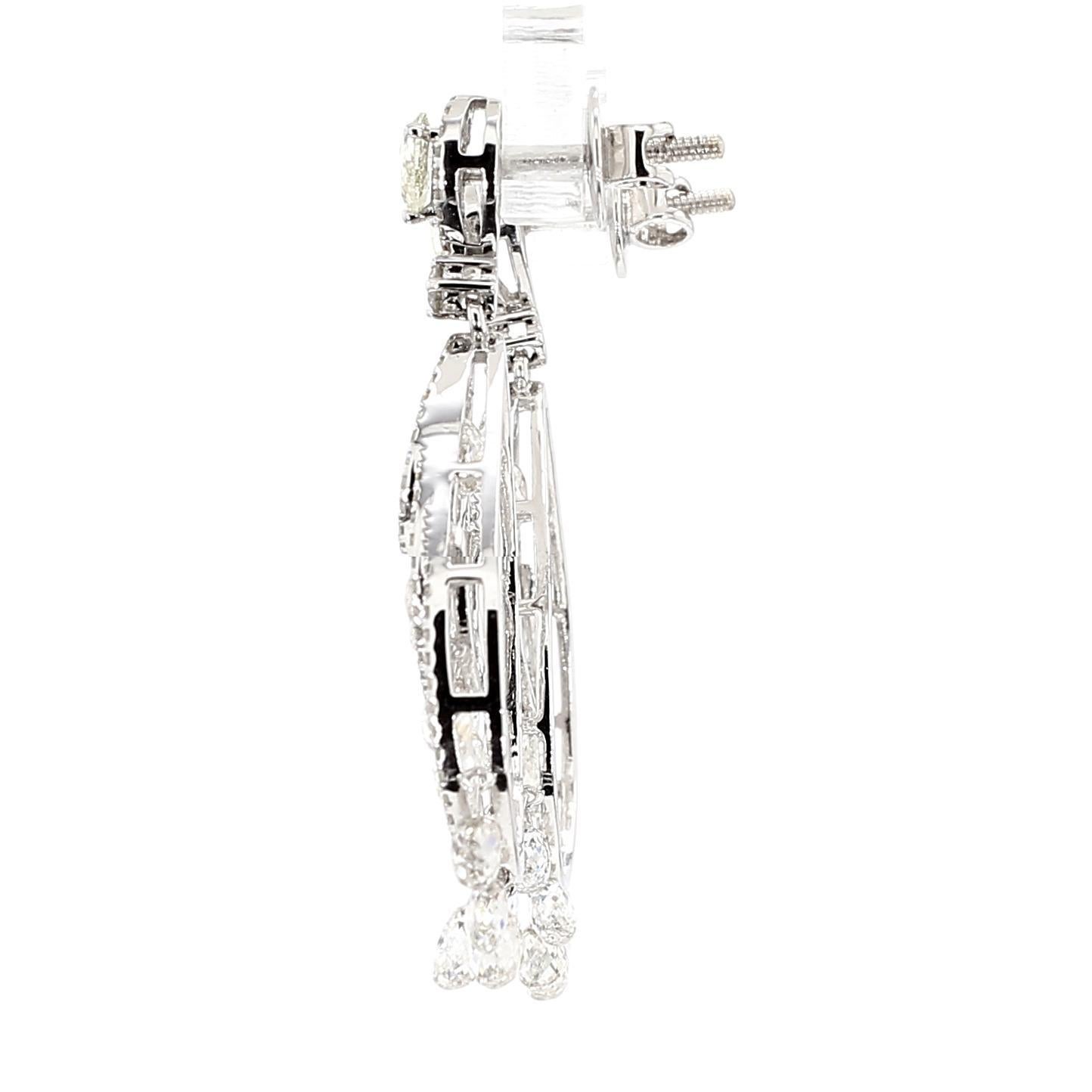 Taille briolette 5.63 Carat Briolette Drop Diamond 18K Gold Earrings en vente