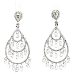 5.63 Carat Briolette Drop Diamond 18K Gold Earrings