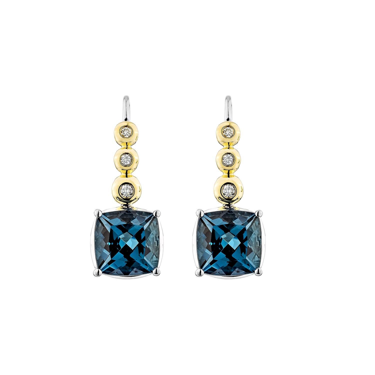 Contemporaneo Sunita Nahata Orecchino a goccia con Topazio Blu di Londra da 5,63 carati in 18KWYG con diamante. in vendita