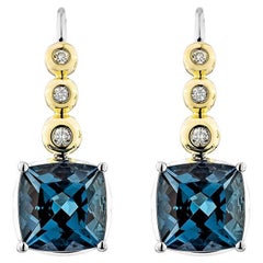 Sunita Nahata 5.63 Carat London Blue Topaz Drop Earring in 18KWYG With Diamond.