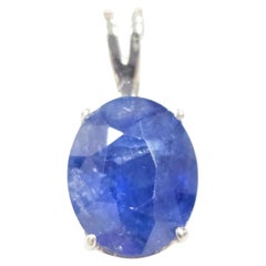 GIA Colgante de zafiro ovalado natural de 5,63 quilates y oro blanco de 14 quilates