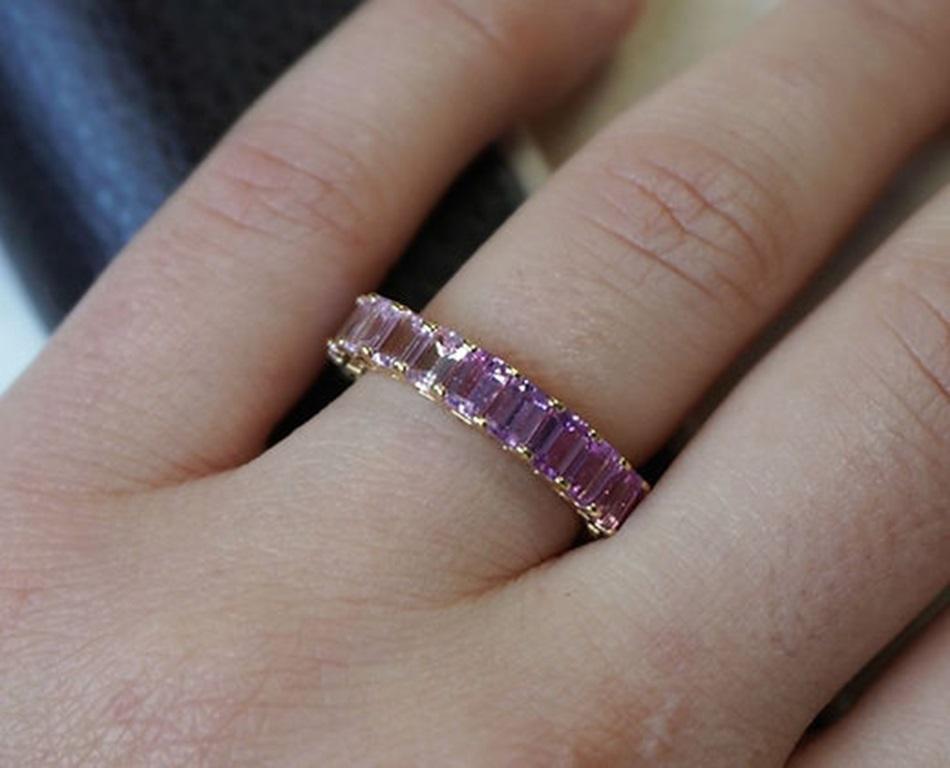 5.63 Carat No Heat Pink Sapphire Eternity Band For Sale 5