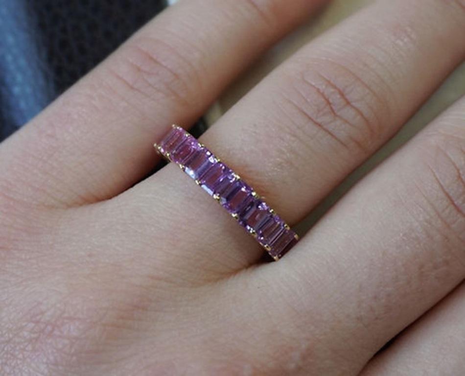 5.63 Carat No Heat Pink Sapphire Eternity Band For Sale 6
