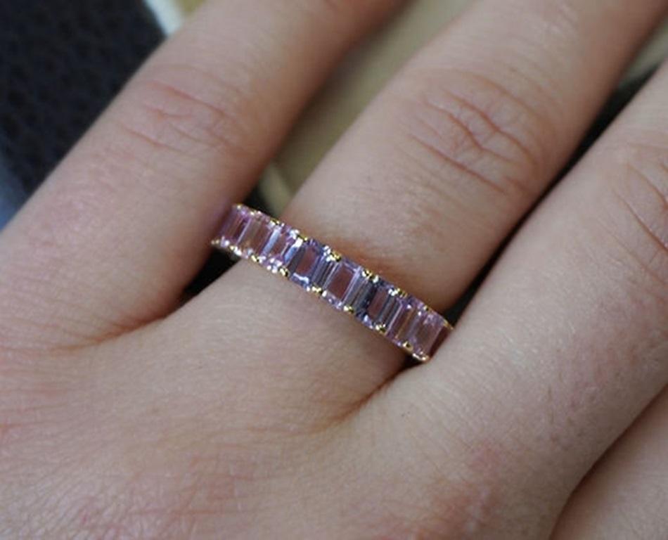5.63 Carat No Heat Pink Sapphire Eternity Band For Sale 4